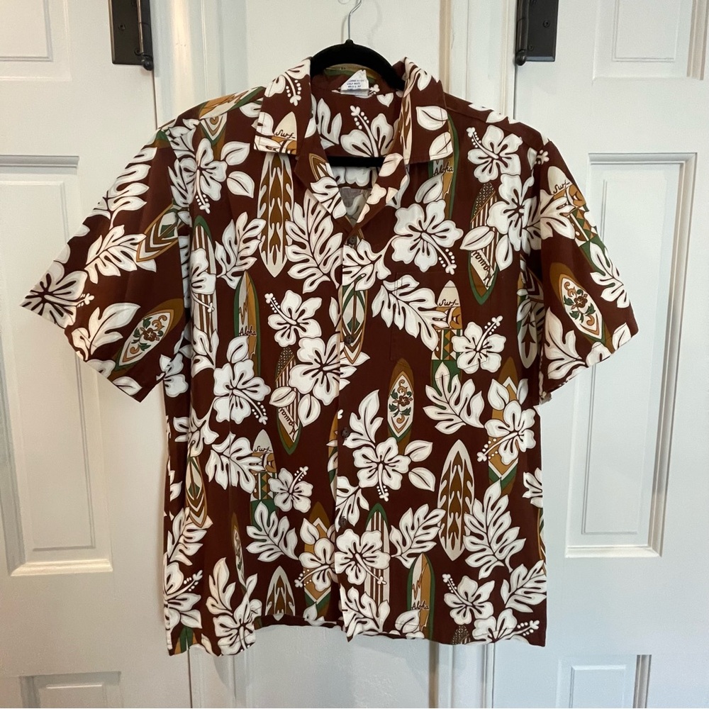 Mens Hawaiian Hana Fashion Vintage 1970’s Floral Shirt Short Sleeve...Medium